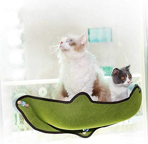 KHTO Cat Hammock Bed Mount Window Pod Lounger Suction Cups Warm Bed for Pet Cat Rest House Sun Wall Bed Soft Ferret Cage (Green)