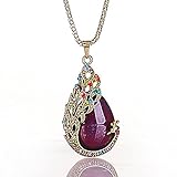 Retro Fashion Bronze Pearl Peacock Elephant Carp Heart Shaped Retro Necklace Chain Peacockred with Gift Box
