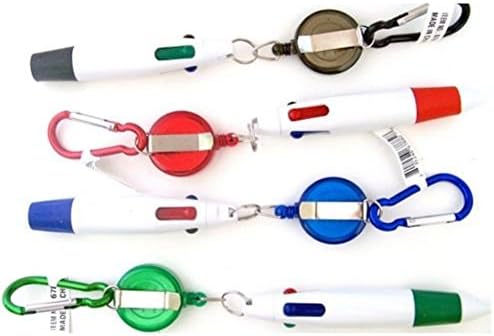 Retractable Multicolor Pen W/ Carabiner &amp; Key Chain (one piece)