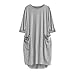 Women's Summer Casual Solid Round Neck Loose Tunic Long Tops Blouse Dress with Pockets