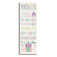 The Kids Room by Stupell Princess Rules with Castle and Carriage Rectangle Wall Plaque, 7 x 0.5 x 17, Proudly Made in USA