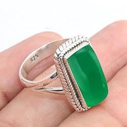 Fine Sterling Silver Ring For Womens Natural Green