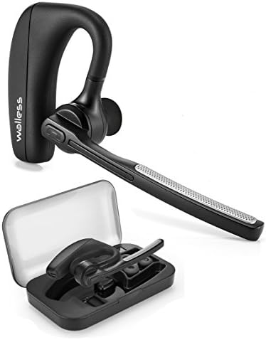 Bluetooth headset, Walless K10 Wireless Earpiece with Mic + Mute Switch, Handsfree for Business/Trucker Driving, Support iPhone Android Cellphones (black&amp;A)