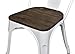 DHP Fusion Metal Dining Chair with Wood Seat, Distressed Metal Finish for Industrial Appeal, Set of two, White