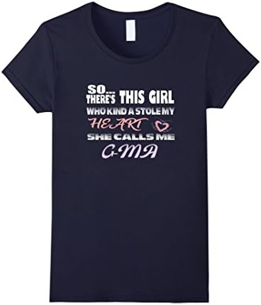 Womens This Girl Who Kinda Stole My Heart Calls Me G-Ma Shirt Small Navy