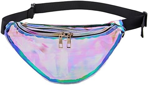 XMCOWAYOU Iridescent Hologram Fanny Pack Travel Sport Waist Bag for Teenage Girls