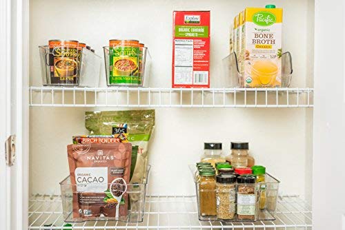 Adorn Home 6 Piece Refrigerator/Freezer Organizer Bins with Handles | Stackable Storage Containers | Pantry Storage Bins | Clear | 6 - PC. Set | - Thumbnail 5