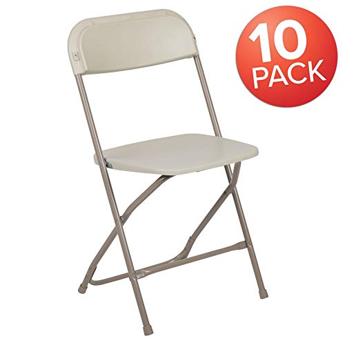 Flash Furniture 10 Pk. HERCULES Series 650 lb. Capacity Premium Beige Plastic Folding Chair