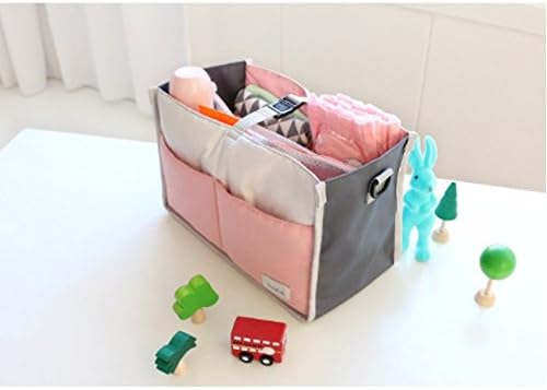 Diaper Bag Insert Organizer for Stylish Moms Stroller Organizer W Handle &amp; 2 Attachable Straps (Pink, Blue) (Pink)