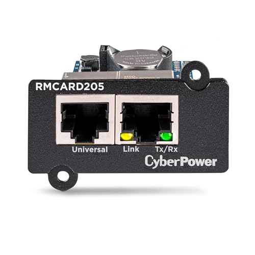 CyberPower Systems RMCARD205 Netzwerkkarte Fuer SNMP Slot - Kompatibel zu OR und PR Serie, Zwei Anschluesse: Netzwerk und Environment Senso, Schwarz
