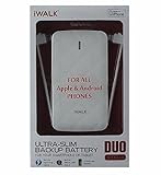 iWalk Duo UBO3000 3000mAh Rechargeable Backup Battery with Built in Lightning and Micro USB Charging Cables, White
