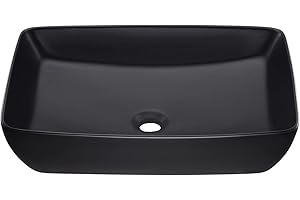 Miyili Vessel Sink Rectangle Matte Black - 23.4"x15.4" Modern Rectangular Top Counter Bathroom Sink Porcelain Ceramic Vanity Sink Art Basin, VS5839B