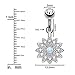 BodyJ4You Petite Crystal Clear Jeweled Created-Opal Flower Belly Button Navel Ring