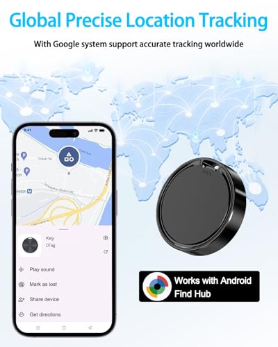 Android Tracker Tags 2 Pack Compatible with Google Find Hub App (Android Only) Smart Tag Key Tracker and Item Locator for Wallets, Backpack, Suitcases-Black