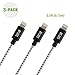 iKits (3-Pack) Apple Mfi Certified USB Charging Cable, Nylon Braided Data Sync Short 8 Pin Cable Compatible iPhone X,8,8P,7,7P, 6S, 6, 5/5S, Metal Plug & Mixed Color Cotton Jacket, 0.5ft Short Cable