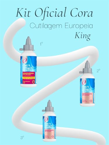 Kit King Cutilagem Europeia Cora Removedor de Cutículas em Gel Esfoliante Hidratante 100ml