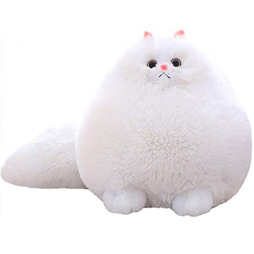 FLUFFY WHITE PERSIAN CAT STUFFED ANIMAL PLUSH TOY PET DOLL KIDS SOFT