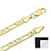 The Bling Factory 4mm 14k Yellow Gold Plated Flat Figaro Chain Necklace, 22 inches