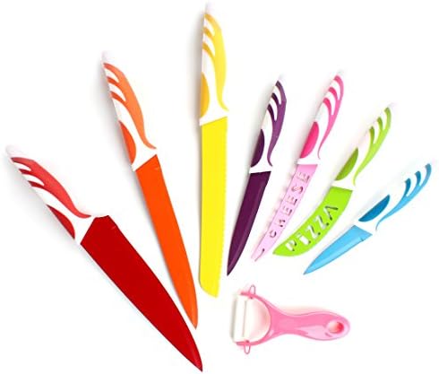 Colorful Stainless Steel Knife Set Super Sharp Chef Cooking Kitchen Knives 8pc Colorful Cutlery Set Multicolor