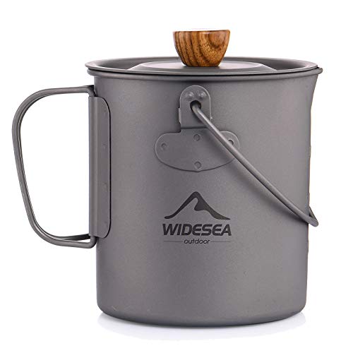 Widesea Camping Coffee Pot Titanium Outdoor 750ML with French Press