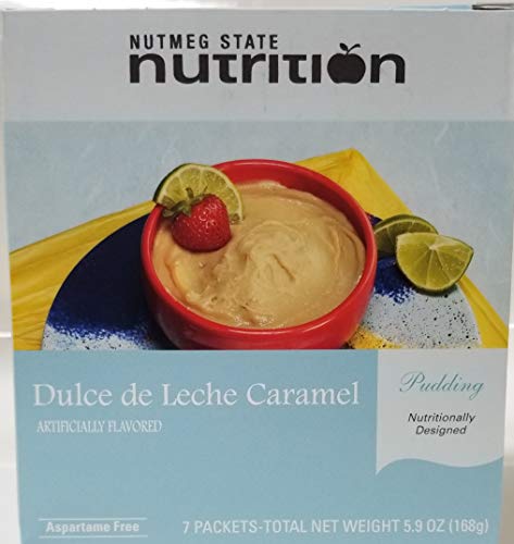 Nutmeg State Nutrition High Protein Snack and Meal Replacement Pudding/Diet Pudding - Dulce de Leche Caramel (7ct) - Trans Fat Free, Aspartame Free, Kosher, Gelatin Free