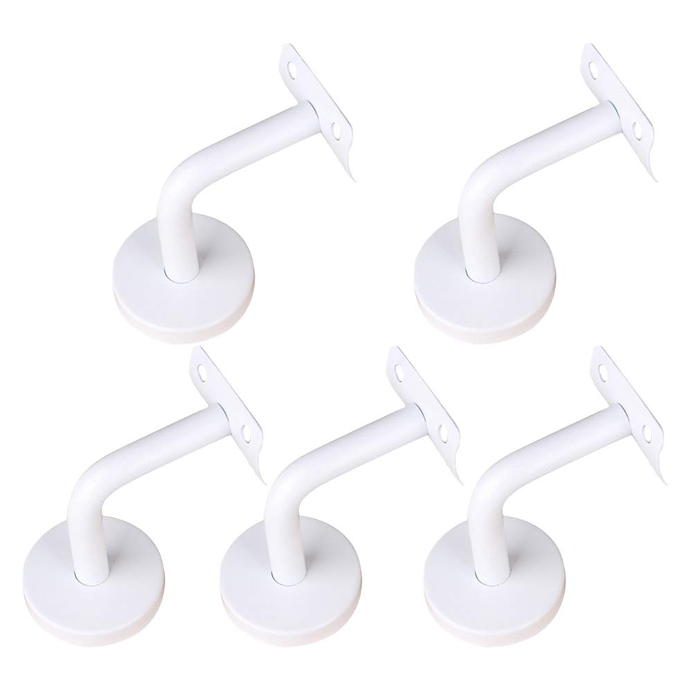 DOITOOL 5PCS Stainless Steel Handrail Brackets for Staircases Wall Mounted Railing Bracket for Wood or Metal Railing (White,6x10x5cm)