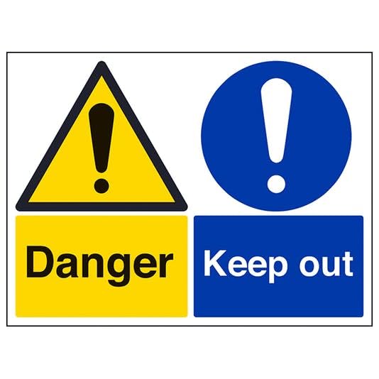 V Safety Warning Building- Danger/Keep Out - 400 X 300MM Safety Sign With Snap Frame — image 1
