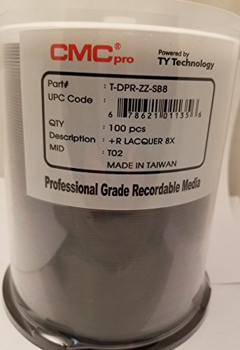 CMC Pro Powered by TY Technology DVD+R 8X Silver Lacquer 100 Pieces Spindle