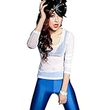 Weixinbuy Women's Sheer Mesh T-Shirt Sexy See Through Long Sleeve Tops Blouse