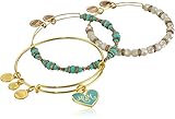 Alex and Ani Color Infusion Set of Three Mom Shiny Gold Bangle Bracelet