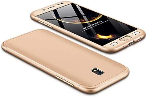 JMGoodstore case Compatible Galaxy J3 2017/J330,360 Full Body Coverage Degree Protection 3 in 1 Combination Anti-Scratch PC Ultra-thin Skin cover+Screen Protector (Gold)