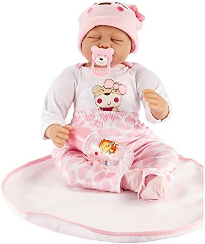 Hoomai Doll 22 inch 55cm Lifelike Sleeping Reborn Baby Doll Silicone Vinyl Realistic Lovely Newborn Look Real Dolls Girl Boy Toy Collection Gift