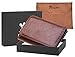 RFID Blocking Genuine Cowhide Leather Trifold Card Wallet for Men With 2 ID Window (Dark brown with coin pocket)