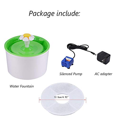 QILICHZ 1.6L Automatic pet Flower Water Fountain Mute Drinker Feeder Bowl Dispenser for Cats and Dogs with Filter
