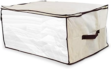 Kubez Canvas Under Bed Storage Bag with Zipper for Blankets, Quilts &amp; Comforters(23.5"x17.75" x11.75")