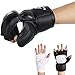 Brace Master MMA Gloves UFC Gloves Leather More Paddding for Men Women Knuckle Wrist Protection, Fingerless Sparring Gloves for Training, Kickboxing, Muay Thai, Boxing, Punching (Black, Medium)