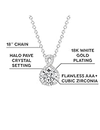 Cate & Chloe Alessandra - Collar con colgante de halo de infinito, chapado en oro blanco de 18 quilates con circonita cúbica de diamante redondo, circonita cúbica, collar de plata