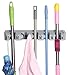 Newdora Mop Broom Holder Broom Organizer Key Rack Towel Hooks 5 Non-slip with 6 Hooks Wall Closet Mounted Organizer Brooms Mops Rakes Garage Storage Organization Systems