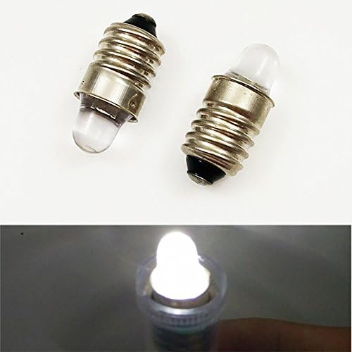 10/20pc E10 3V 1A 1447 MES LED Bulb T9x23mm White 6000K LED Miniature Screw Flishlights Torch Bicycle Lamp (10-Pack)