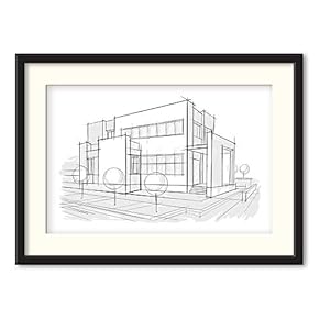 Black Paper Framed Canvas Wall Art for Living Room, Bedroom Black and White Structure Canvas Prints for Home Decoration Ready to Hanging - 23x31 inches