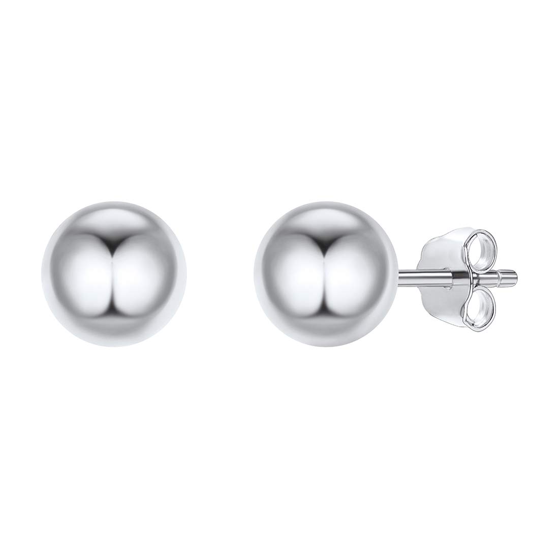 ChicSilver 925 Sterling silver Round Ball Stud Earrings 7mm Helix Piercing for Tragus Cartilage Ear Minimalist Jewelry