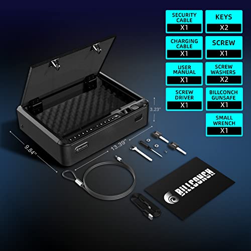 BILLCONCH Smart Gun Safe Biometric Gun Safe for Pistols with