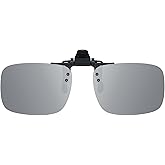 IOHLNG Polarized Clip on Flip Up Sunglasses Over Prescription and Reading Glasses for Women and Men Silver Mirrored 60 * 44mm