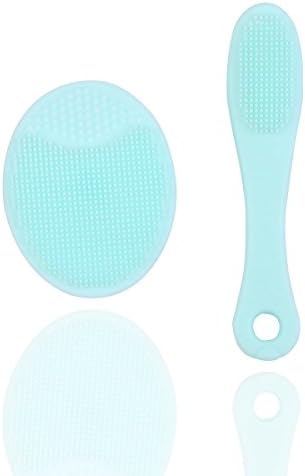 FullGold Beauty Silicone Facial Set Scrubber Cleaning Pad Deep Pore Cleaning Brush Soft Silicone Face Scrubbers Exfoliators Face Cleansing Tool Perfect for Massage , Pack of 2 (light green)