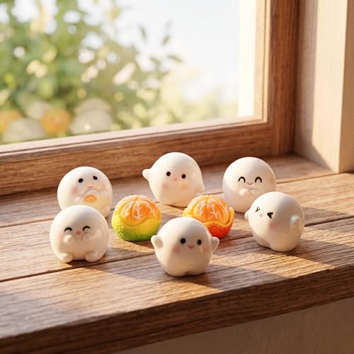 8Pcs Cute Ghost Figurines Resin Desk Decor