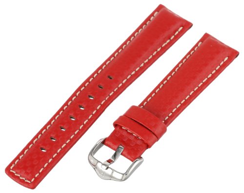 Hirsch 20mm Leather Watch Strap, Color:red (Model: 025920-20-20)