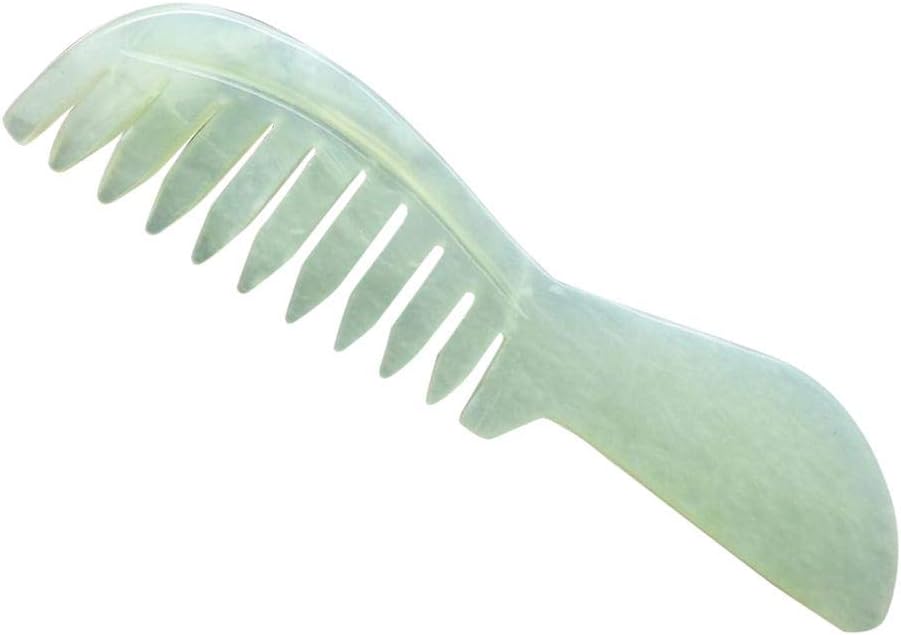 precauti Natural Jade Scraping Comb, Anti-static, Natural Jade Massage Head Soothing Nerve Jade Massage Comb for Healthy Life