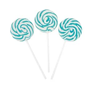 Aqua Blue Swirl Lollipops - 24 Individually wrapped suckers - Blueberry Flavored - Teal Party Supplies and Baby Candy Buffets