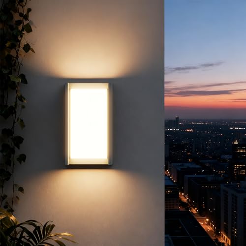 Klighten LED Outdoor Lamp 24 W, 3000 K Warm White Wall Light, Waterproof IP65, Suitable for Terraces, Anthracite