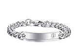 VNOX Free Engraving-Mens Womens 8MM Stainless Steel ID Tag Medical Alert Emergency Bracelet,8 inches